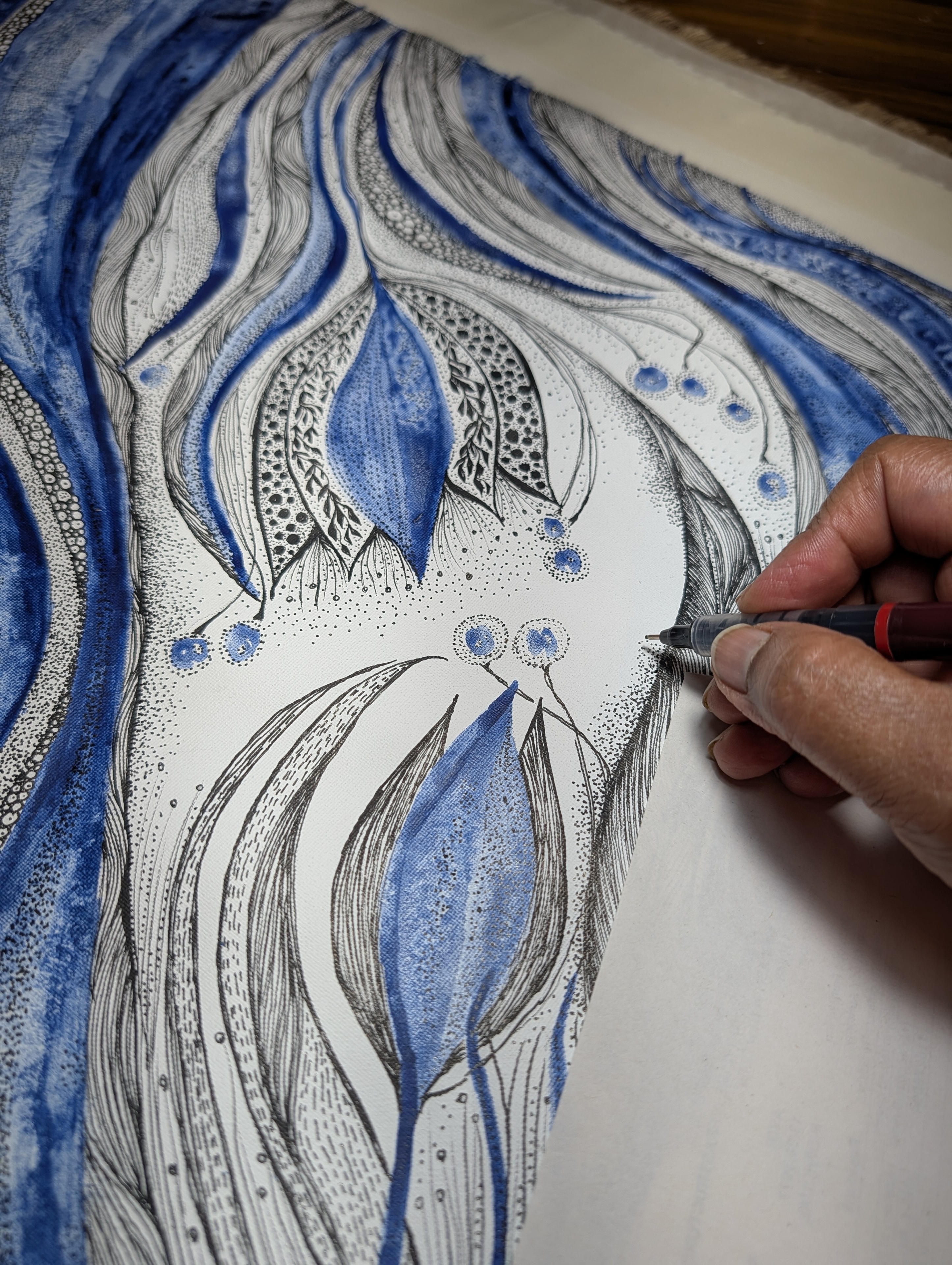 Swadha painting in her studio